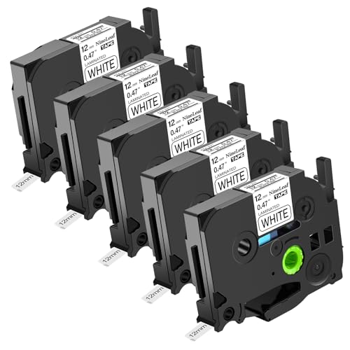 NineLeaf 5 X Compatible for Brother P-Touch Label Tape 12mm 0.47 Laminated TZe-231 TZ-231 TZe231 Black on White Tze Tape 12mm Brother Label Printer PPT-1000 H110 H108 H200 E110 H105 Label Maker