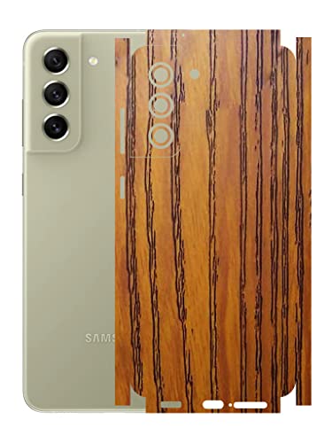 Image of AtOdds - Compatible for Samsung Galaxy S21 FE Mobile Back Skin Film Wrap with Camera Protector (Coverage - Back+Camera+Sides) (Caramel Wood)