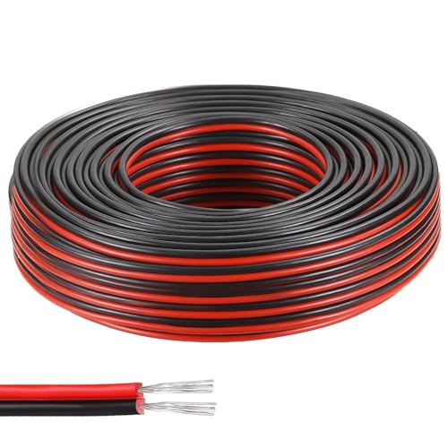 UQTUKO 22AWG Cable eléctrico, 20 metros Cable bifilar de silicona de 0,3 mm² Cable bifilar de cobre estañado Cable flexible de PVC para tiras LED Cable alargador eléctrico