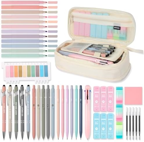 56 PCS Aesthetic School Supplies with Large Pencil Case, 5 Inspir...
