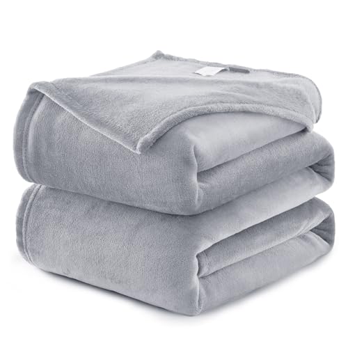 WAVVE Kuscheldecke Flauschig Decke Fleecedecke - Sofadecke 150x200 cm Warm Wohndecke Couchdecke, Hellgrau Decke Weich Sofaüberwurf XL