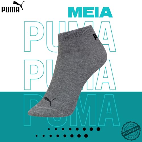 Kit 09 Pares de Meia Puma Soquete Algodão Masculino Adulto | 39-43 | 3 Branca - 3 Cinza - 3 Preta