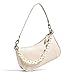 DOREAMALOE Retro Crocodile Purse Classic Clutch Shoulder Tote HandBag with Zipper Closure for Women (White-Pearl Chain)