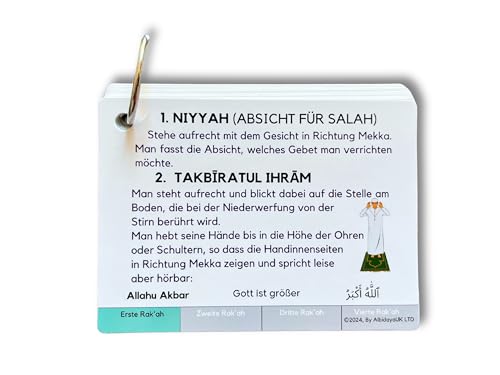Tarjetas islámicas de Salah, Cómo realizar Salah, Guía de oración paso a paso, Cómo orar en el Islam, Regalo para niños musulmanes convertidos, Árabe, Corán, Regalo islámico