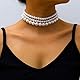 JKJF 3 Stück Simulierten Perle Halskette 3 Reihen Perlen Choker Halsband Multi Schichte Perlen Kette Elegant Modische Kurze Perlenkette Retro Fasching Kostüm Zubehör für Frauen Mädchen