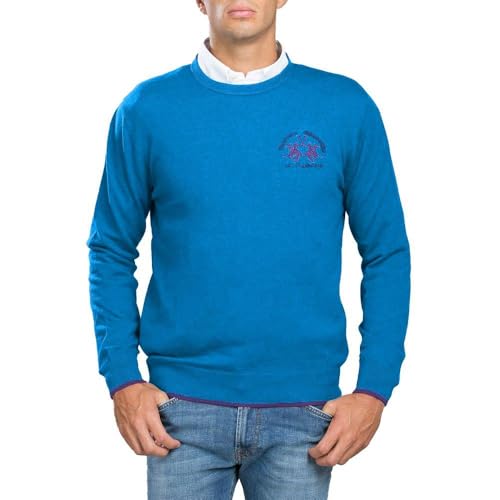 Pull homme acrylique bleu clair La Martina