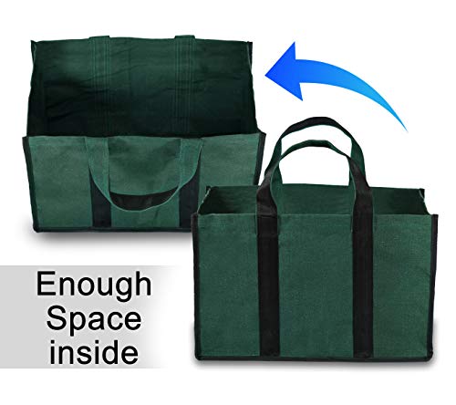 Image of DAHSHA Pack of 2 Heavy Duty Canvas Grocery Bags (Green,41x24x27cm)