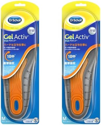 （10:00時点） Dr.Scholl インソール 立ち仕事 【ジェルアクティブ ワーク】 長時間歩き回る足の負担を軽減 Mサイズ (25.5-29.5㎝)×2個