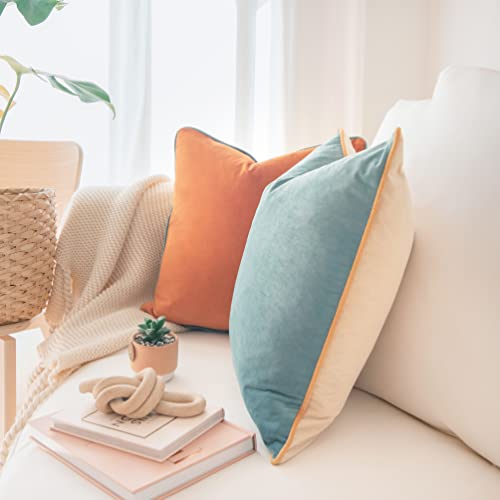 MONDAY MOOSE Decorative Throw Pillow Covers Cushion Cases, Set of 2 Soft Velvet Modern Double-Sided Designs, Mix and Match for Home Decor, Pillow Inserts Not Included (16x16 inch, Orange/Teal) - Image 6