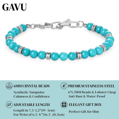 Pulsera GAVU Turquesa 6mm para Hombre Ajustable miniatura 3