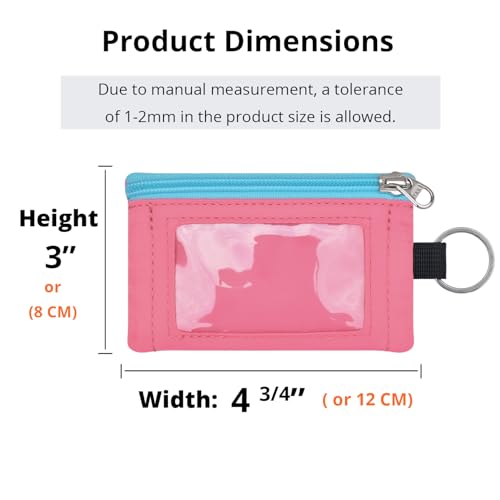 Image of RFID Blocking Travel Wallet with Adjustable Lanyard, Small Nylon Zipper Pouch and Badge Holder for ID, Credit Cards, Cash, Keys, Commuters (Pink)