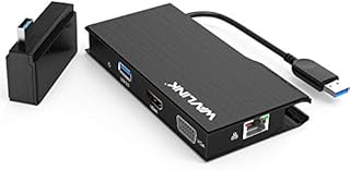 Laptop Docking Station, WAVLINK USB 3.0 Universal Laptop Docking Station Dual Video with HDMI up to 2560x1440 and VGA 1920x1200, Gigabit Ethernet, USB3.0 Port, SD/TF Card Reader, for Windows,Mac