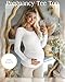 Riyiper 4 Pack Women's Maternity Shirts, Long Sleeve Cotton Ribbed Pregnancy Tee Top Crewneck Side Ruched Casual Mama Clothes(Black, White, Coffee, Khaki,X-Large)