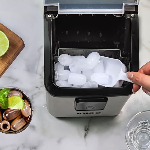 Image of Igloo Ice Maker Countertop, Portable Ice Maker, 26lbs, Stainless Steel