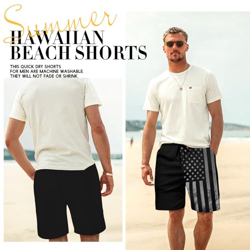 Lzzidou Men's American Flag Swim Trunks USA 4th of July Patriotic Board Shorts Quick Dry Lined Beach Shorts3