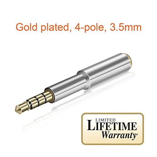 MobilePal SureFit 2-Inch Headset Audio Jack Extender for iPhone and Android Cases with Gold Plated 4-Pole 3.5mm Connectors (Chrome)