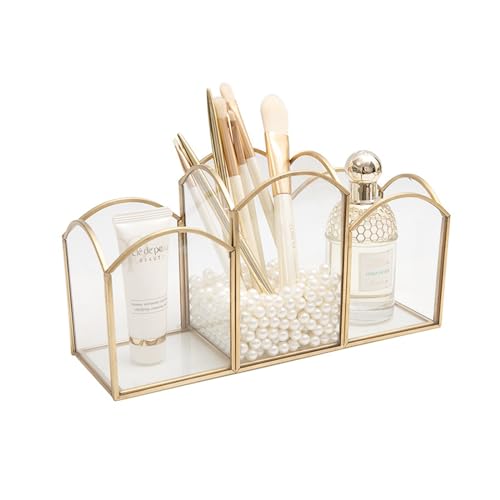 HARLIANGXY Makeup Brush Holder, Vintage Cosmetic Brush Storage, Cosmetic Brushes Holder, Cosmetic Organiser Gold