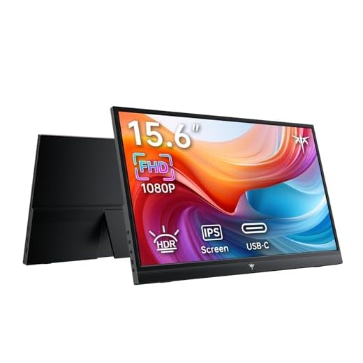 KTC Portable Monitor 15.6 Inch FHD 1080P Travel Monitor for Laptop, MacBook Phone PS5 Xbox Switch, HDMI USB C, HDR, IPS Slim Second Screen with Built-in Speakers