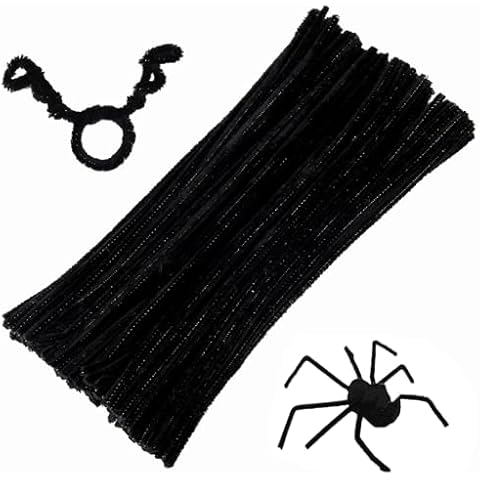 HOIRIX 100Pcs Pipe Cleaners Chenille Stem,Pipe Cleaner Crafts,Craft Supplies Bulk for DIY Arts Crafts Project,6 mm x 12 Inch (Black) Cover
