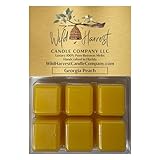 Georgia Peach Scented, 1-Pack Pure Beeswax Melts for Warmers, Wild Harvest Candle Company, 3 oz Beeswax Tarts Cubes, Hand Poured Made in USA, Phthalate Free