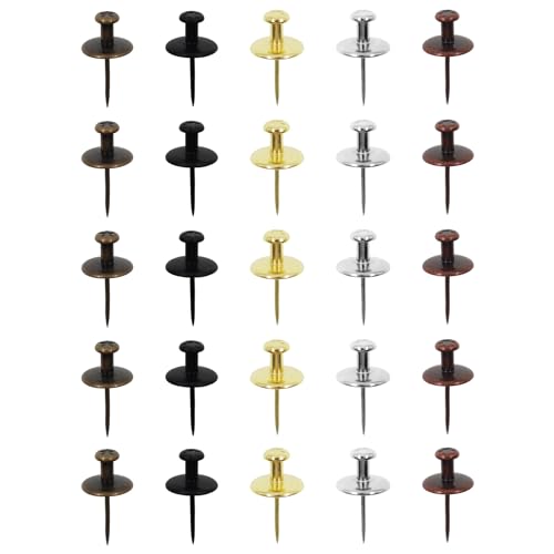 Image of Double Headed Picture Hangers Nails,TTZEZE Zinc Alloy Small Head Hanging Nail,Decorative Nail Push Pins,Small Head Hanging Photo Hook Thumb Tacks Mixed Color 25PCS