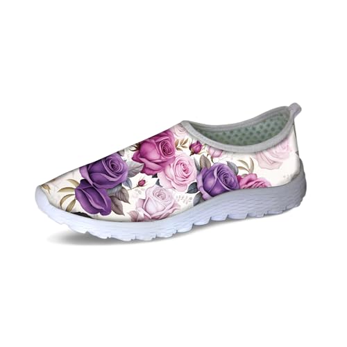 Forchrinse Cow Print Women’s Sneakers Slip on Shoes Cute Casual Shoes Walking Running Shoes Lightweight