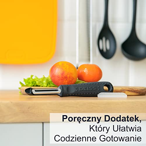 Obrotowa obieraczka do warzyw Deiss PRO, Ostra obieraczka ze stali nierdzewnej z wygodnym antypoślizgowym uchwytem, Kuchenne obieraczki do ziemniaków, owoców, marchwi, jabłek, warzyw, wytrzymałe