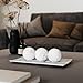 Creative Scents White Marble Look Home Decor Tray and Orb Set Coffee Table Decor for Living Room Centerpiece Table Decorations for Dining Table, Kitchen, Foyer, Entryway Elegant House Decoration