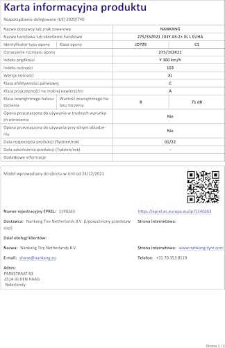 Nankang 275/35 ZR21 103Y AS-2+ Xl - 5