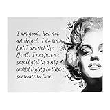 Marilyn Monroe Quotes - Small Girl In A Big World- Inspirational Wall Art Decor, Women Picture Portrait Print, For Vintage Home Decor, Office Decor,Studio Decor. Great Gift for Womens. Unframed-14x11
