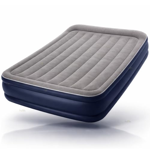 Image of Toy Imagine Inflatable Queen Air Bed with Electric Pump 6.66ft L x 5ft B Comfortable Raised Air Mattress for Guests, Indoor Use, Travel & Camping | Soft Flocked Surface