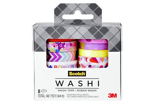 Image of Scotch Expressions Washi Tape, 8 Rolls, Assorted Sizes & Colors, Great for Decorating and Crafts