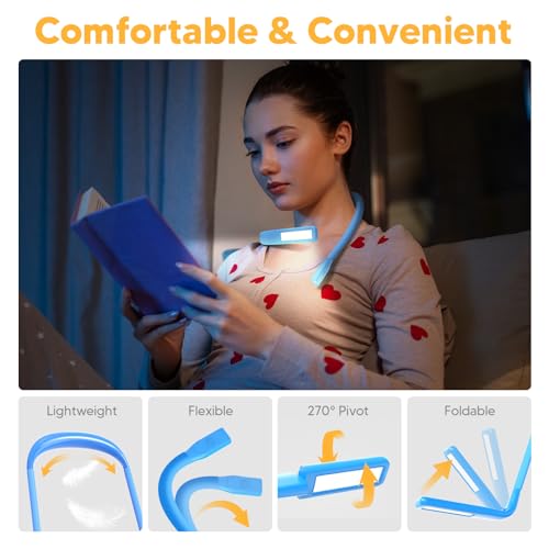 Image of Reading Light Back to School Supplies: Neck Book Light for Night Reading in Bed, Rechargeable Neck Light Reading Accessories,Teenage Boy Gifts for Women Stocking Stuffers for Men Book Lovers Gifts