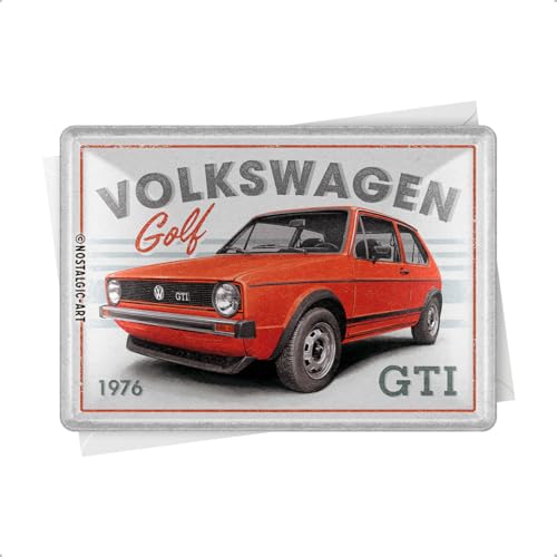 Nostalgic-Art Carte postale rétro, 10 x 14 cm, VW Golf – GTI 1976 – Idée cadeau pour le bus Volkswagen, Official License Product (OLP), en métal, mini...