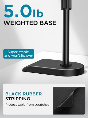 innogear adjustable desk microphone stand weighted base with soft grip twist clutch boom arm 383939 and 583939 threaded mounts for blue yeti and blue snowball kick drums guitar amps black