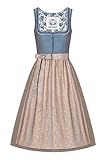 Moser Trachten Polyester Dirndl lang 85er blau Taupe Rosalinde 005223 von Moser, Rocklänge: ca. 85 cm, mit Reißverschluss, Größe 42