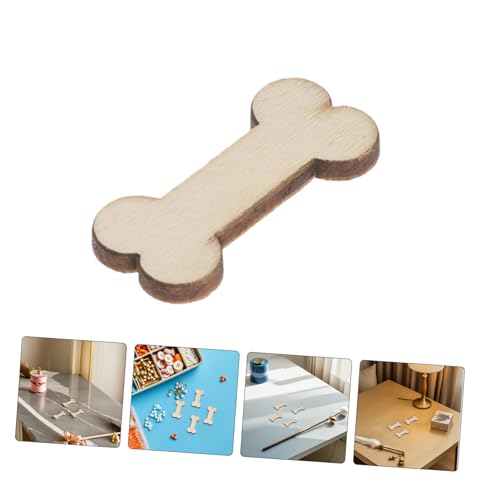 SHINEOFI 100 Stück Hundeknochen Dekoratives Holzstück Hundeknochen Zum Malen Unvollendetes Holzhandwerk Holzausschnitte Für Handwerk Schlichte Holzornamente Zum Basteln Khaki Buchsbaum