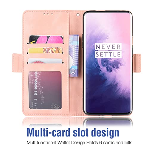 Funda OnePlus 7 Pro libro de cuero oro rosa con tarjetero para proteger tu pantalla 3