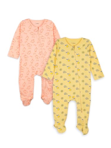 Image of Kidbea Organic Cotton Unisex Baby Romper Soft Breathable Full Sleeve Zipper Footed Bodysuit for Newborn & Infant Kids Sleepwear