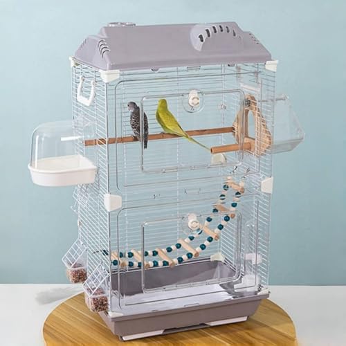 NIGOE鳥かご 鳥ケージ 小型 明アクリル製ドア 鳥小屋 バードケージ 複数飼い 透明な鳥かご 省スペース 組立式 餌入れ 引き出しトレイ付き 透明で目に見えるデザイン お手入れ簡単 トリカゴ オカメ ボタン 文鳥 セキセイインコ 40x28x71cm