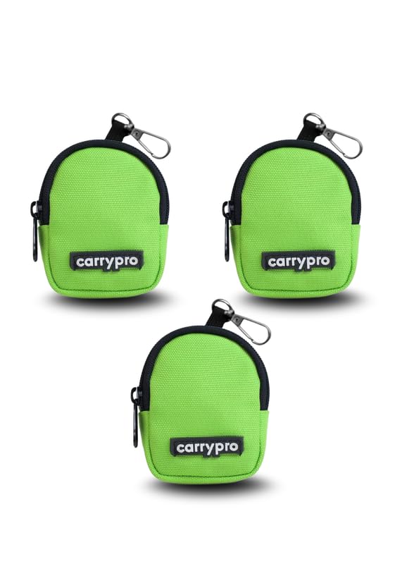 Image of CarryPro PRO Coin Pouch with Zipper for Multipurpose Usage for Adults and Kids, Medium Size, Pack of 3 (Neon Green)