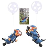 Wonfly 2-Pack Tank Decorations, Cute Little Diver, Aquarium Decoration Accessories Ornaments with Float Ball, Playmate for Tank Suitable for All Kinds of Fish and Tanks (Blue)