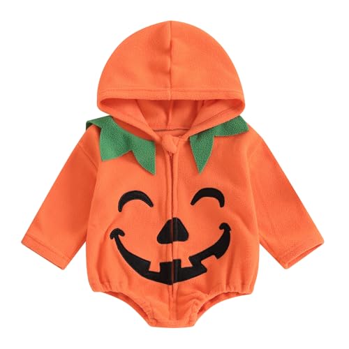 Toddler Baby Boy Girl Halloween Outfit Pumpkin Hoodie Sweatshirt Romper Infant Halloween Baby Clothes