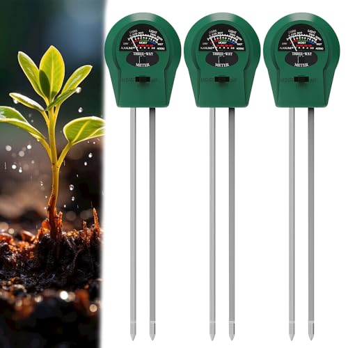 KBIBCK Higrómetro de Suelo, Probador de Suelo, 3 en 1 Medidor Humedad Plantas, Medidor de Humedad Luz pH del Suelo, No Necesita Batería Medidor de pH de Suelo para Jardín, Granja, Interior y Exterior