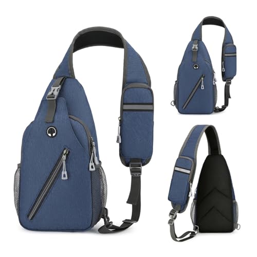 DOJUNS Crossbody Bags Sling Backpack, Sling Bag Cross body Shoulder Bag for Men and Women Chest Bag Travel Hiking Daypack (Blue)