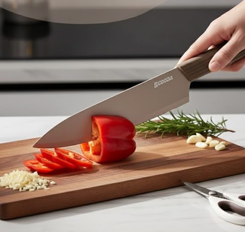 Image of 13-Piece Kitchen Knife Set | 6 Ceramic Coated Knives with 6 Blade Guards & Kitchen Scissors with Safety Cover | Chef, Santoku, Bread, Utility & Paring Knives | for Home & Restaurant Use | Multicolor