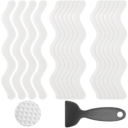 Teouuas 36 Pezzi Adesivi per Vasca da Bagno Antiscivolo, Adesivi Antiscivolo Autoadesivi, Viene Fornito con Raschietto di Plastica, per Superfici Lisce Come Vasche da Bagno Scale Bagni