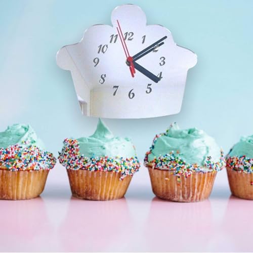 Horloges en forme de cupcake - Plusieurs choix de couleurs - Miroir argenté - 25 cm