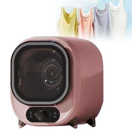 ELIKBH Mini Secadora De Ropa, Mini Secadora Centrifugada, 5 Modos De Secado, Carga De 0,8 Kg, Secadora De Condensador Portátil Pequeña, para Uso Encimera O Montado En La Pared(Pink)
