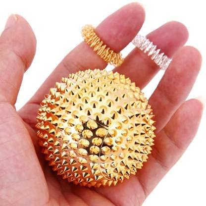 Omdariya Health & Personal Care Acupuncture Acupressure Massager Tools Combo Kit with 2 Ball Magnetic Set, Jimmy Pencil Steel, and 5 Sujok Finger Rings Massager (Multicolor) 3 41M1XRd8MGL